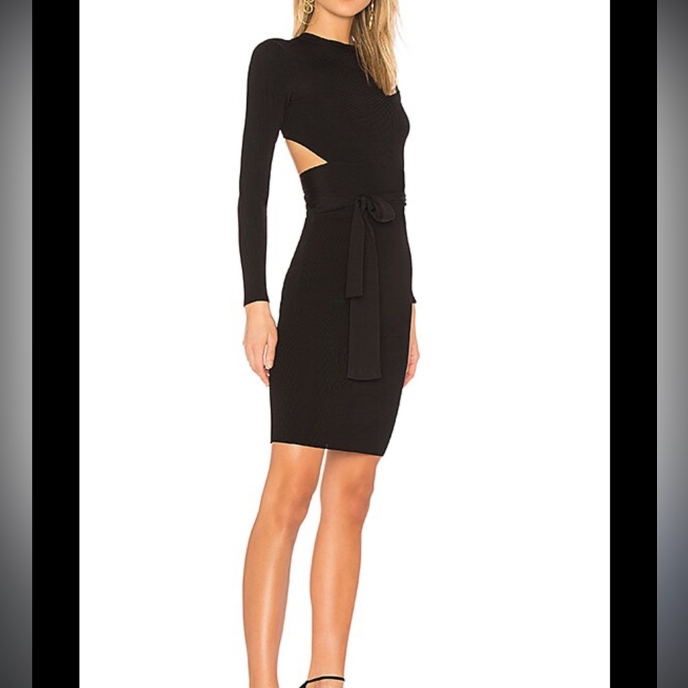 NBD black cut out long sleeve dress midi size XS | feminine chic